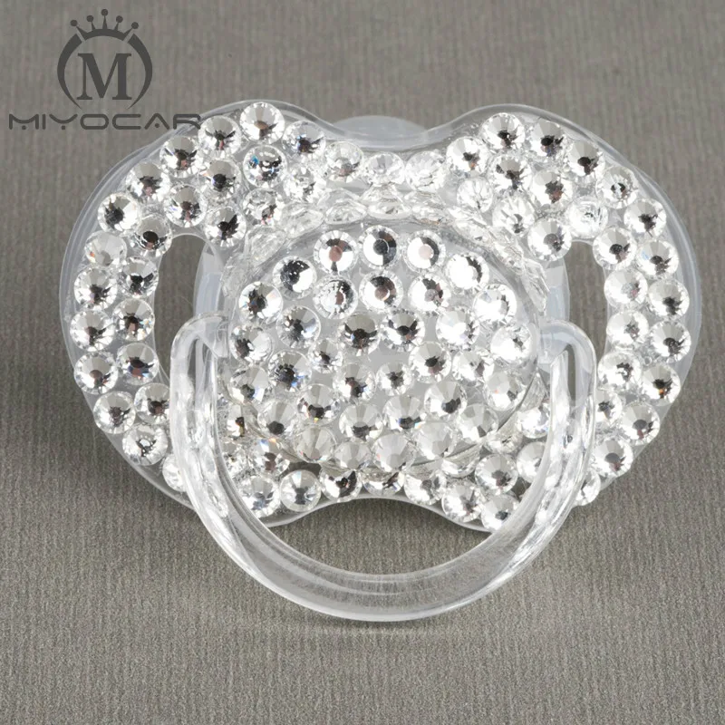 MIYOCAR Special price 4 color shining bling crystal rhinestone Baby Pacifier/ Nipples /Dummy /cocka /chupeta &pacifier clips
