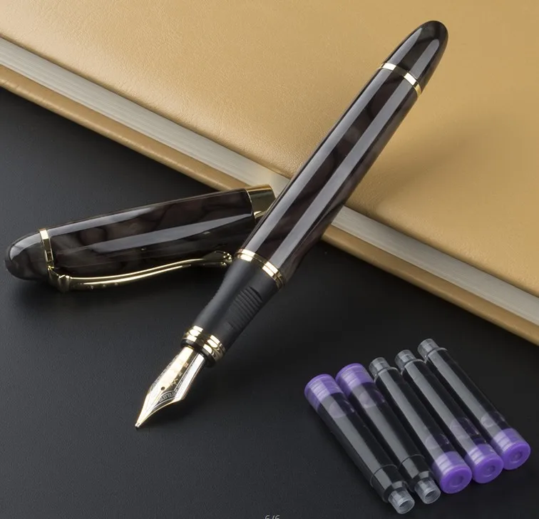 Jinhao 450 перьевая ручка полностью Металлическая Золотая клипса роскошные ручки Jinhao X450 0,5 мм Средний наконечник Бизнес Офис школа+ набор чернил - Цвет: 07