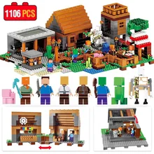My World Mechanism Cave Building Blocks Minecrafted village Figures Brick Toys For Children Digital building blocks бордюр brick building