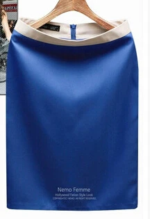 Новые женские модные тонкие бедра прямые юбки с высокой талией юбки большого размера для женщин - Цвет: Синий