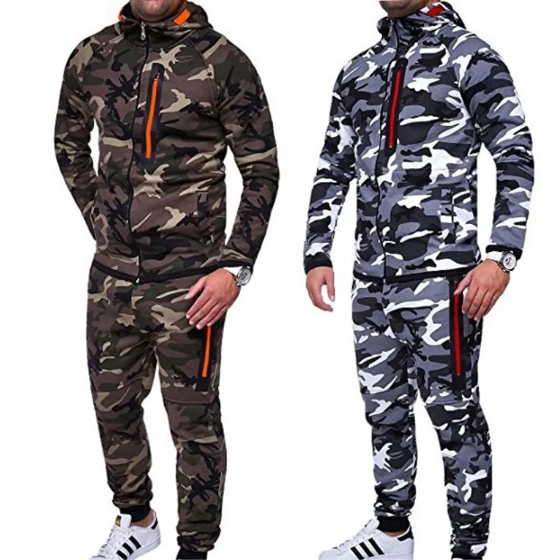 2018 New Men Slim Sport Hoodies and Pants Camouflage Hoodies Suit Zipper Sweatshirt and Pants Long Sleeves Training Trousers 2018 New Men Slim Sport Hoodies and Pants Camouflage Hoodies Suit Zipper Sweatshirt and Pants Long Sleeves Training Trousers