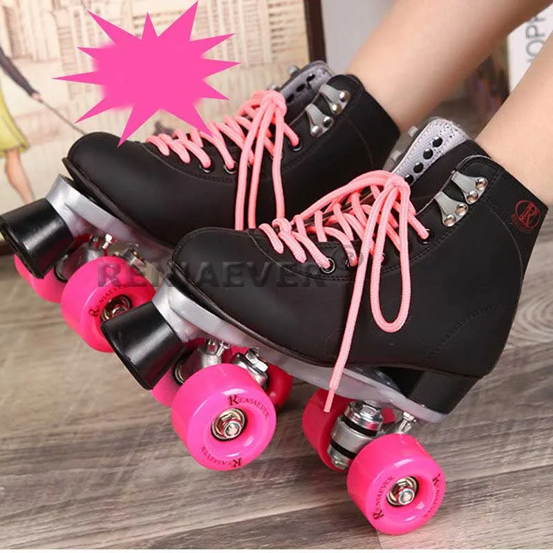 

Black Roller Skates Double Line Skates Men Women Lady Model Adult Pink F1 Racing 4 Wheels Two line Roller Skating Shoes Patines
