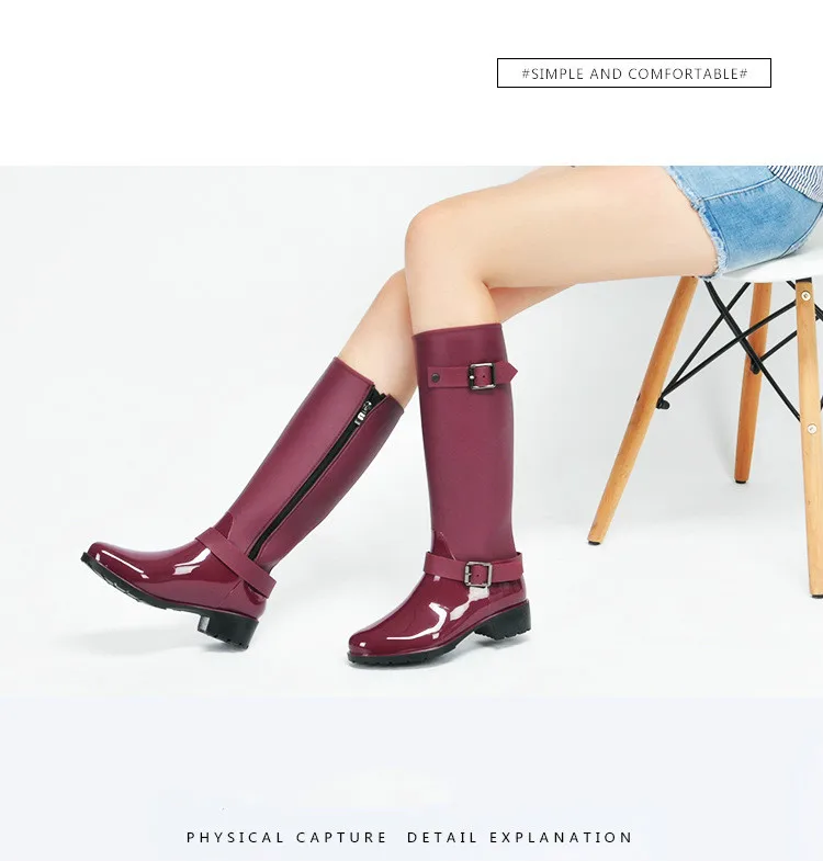 Dwayne/женские водонепроницаемые резиновые сапоги; женские модные резиновые сапоги до колена; обувь для девочек; резиновые сапоги; водонепроницаемая обувь из ПВХ