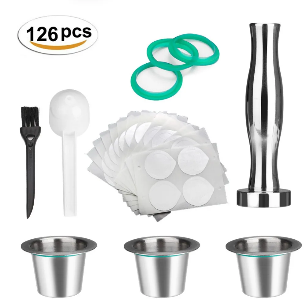 

Stainless Steel Metal Reusable Nespresso Capsule with Press Coffee Grinds Stainless Tamper Coffee Pod For Nespresso Machine