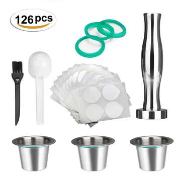 

Stainless Steel Metal Reusable Nespresso Capsule with Press Coffee Grinds Stainless Tamper Coffee Pod For Nespresso Machine