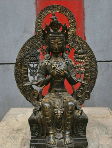 

bir 006382 20 Tibetan Buddhism Bronze Green Tara Naro Khechari Buddha Sculpture Statue