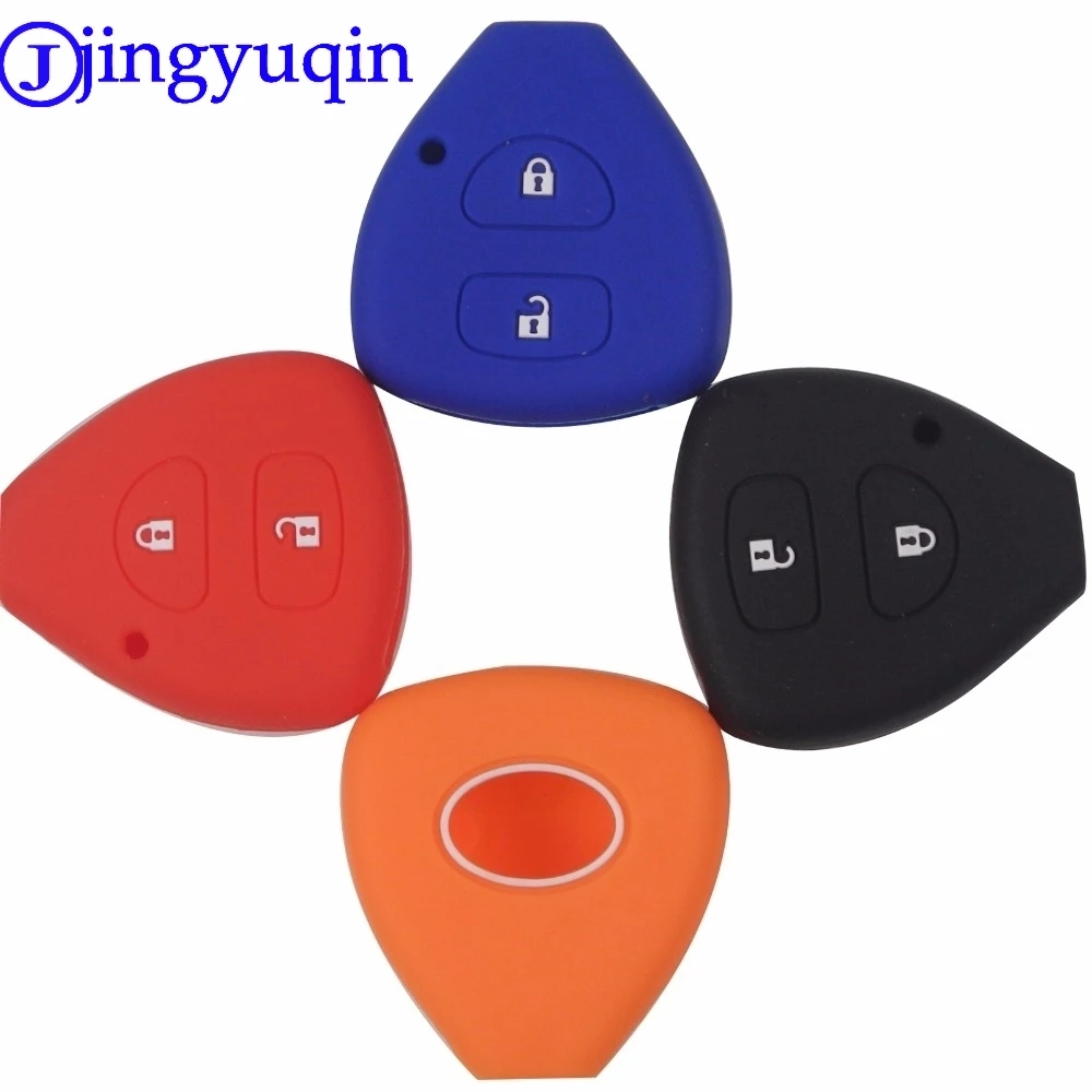Силиконовый чехол для ключей jingyuqin 2 кнопки Toyota Corolla Hilux Vitz Vios Rav4 Aqua Camry Highlander Land Cruise