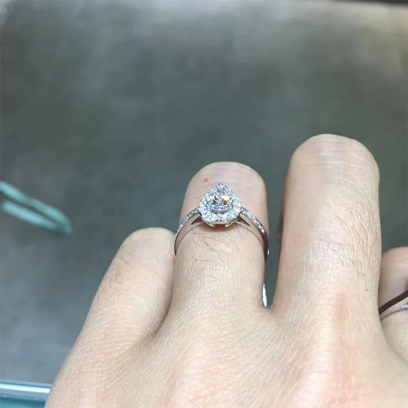 ANI 18K Белое Золото (AU750) обручальное кольцо 0 76 CT GIA Certified VS2 огранка груши настоящий