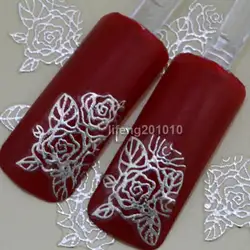 2 Простыни Детские/lot 3D серебристый высокое качество из ротанга цветы Дизайн ногтей Стикеры Аксессуары горячего тиснения советы TY063