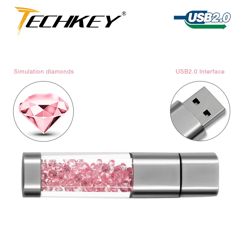 Помада usb флэш-накопитель 4 ГБ 8 ГБ 16 ГБ 32 ГБ 64 Гб хрустальные ювелирные изделия креативный u-диск Флешка диск карты памяти - изображение