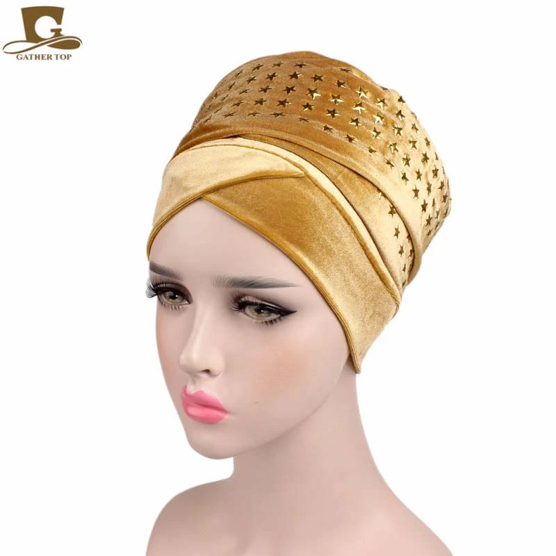 Mode Vrouwen Ster Diamante Fluwelen Tulband Extra Lange Head Wraps Vrouwen Hijab Hoofddoek Head Sjaal Turbante|head wrap|velvet turbanfashion turban AliExpress