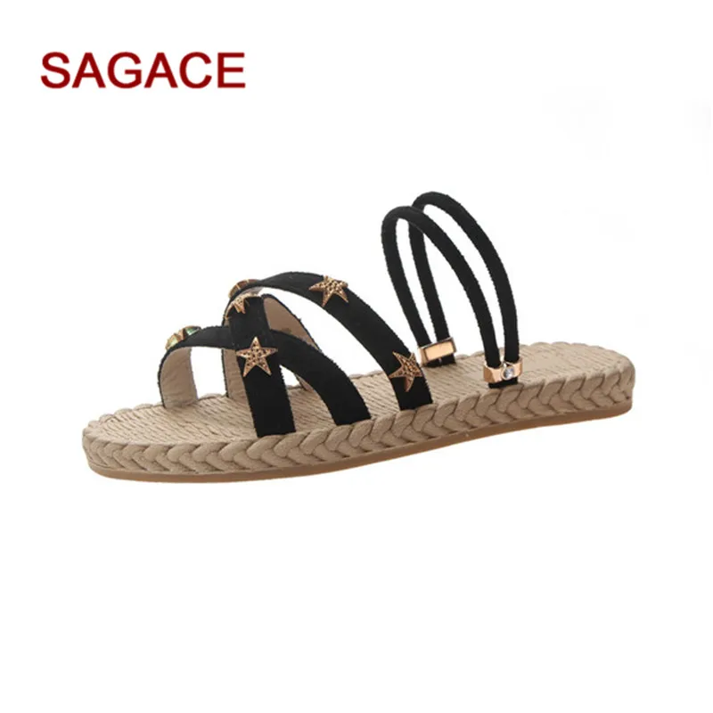

Women Stars Sandals 2019 Hot Fashion Women Summer Beach Roman Sandal Ladies Open Toe Flat Sandal Casual Female Shoes