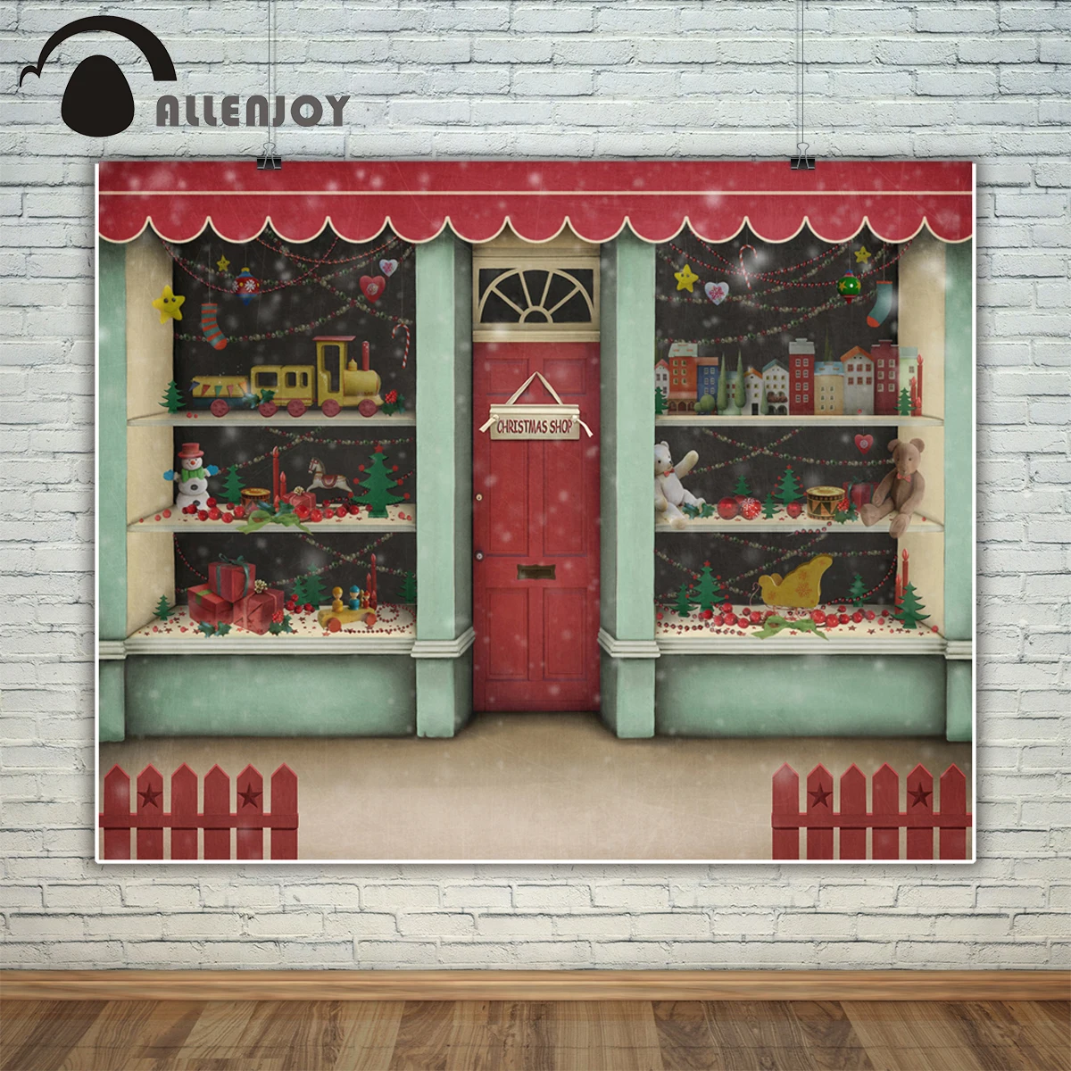 Allenjoy фон для фотосъемки Рождественский магазин снег увядает игрушки подарки