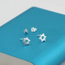 Wholesale High Quality Jewelry Silver Plated Cute Hexagram Stud Earrings For font b Women b font