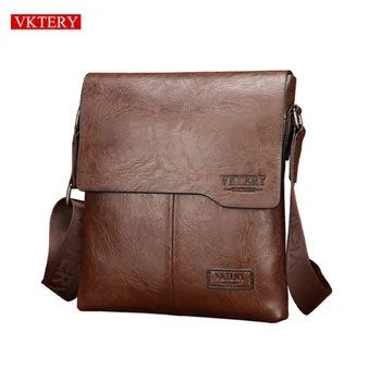 

Vktery Brand Design Men Messenger Shoulder Bag PU Leather Business Casual Solid Zipper Handbag Male Flap Crossbody Bags 9011