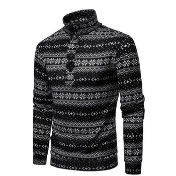 

Europe and the United States new men's wool cardigan Christmas snowflake fashion dynamic color matching men's sweater cardigan