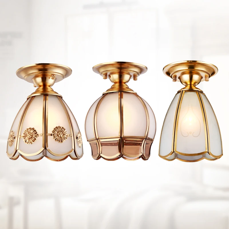 European full copper Ceiling Lights bedroom lamp living room lamp pastoral ceiling American