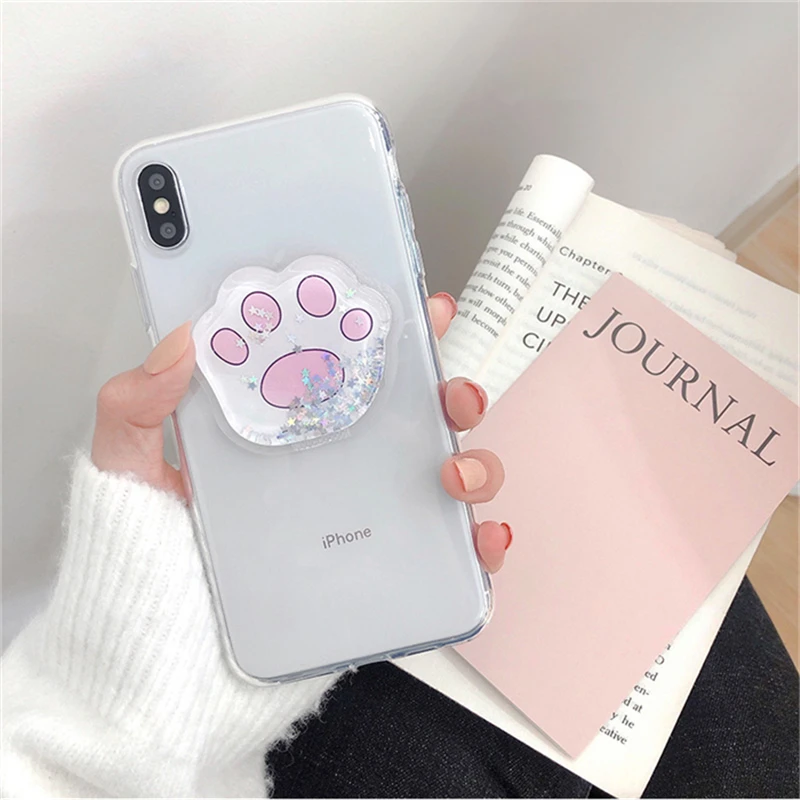 

Stereo cat claw quicksand Squishy phone Case for iphone X XR XS XS Max For iphone 6 6s 7 8 plus Dynamic liquid glitter case