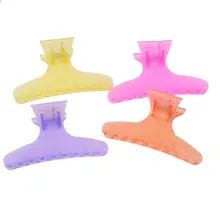 NEW 12pcs Plastic Colorful Transparent Hairdressing Tool Butterfly Hair Claw Salon Section Clip Clamps