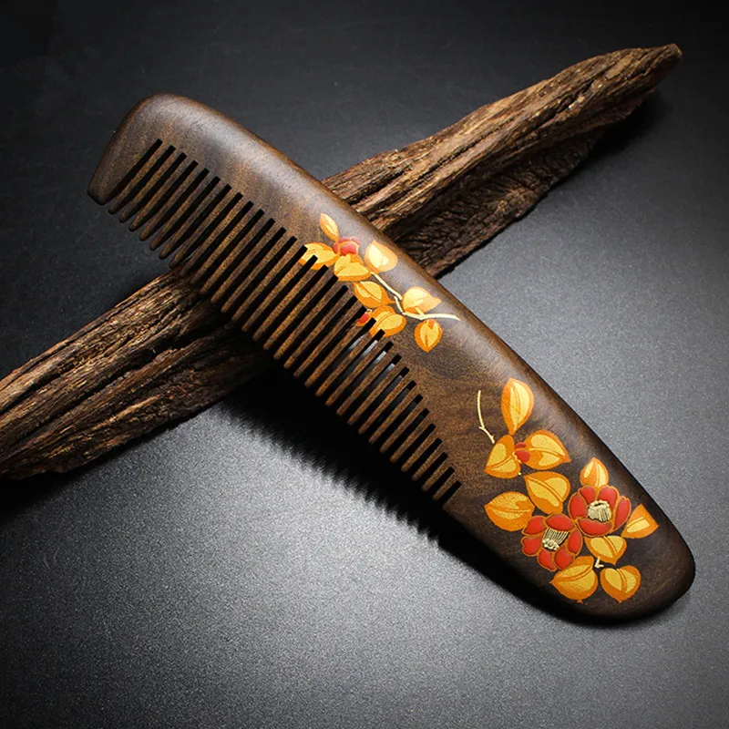 

diaphanous Pure natural Shen Guibao wood hand-painted lacquer combs genuine boutique massage health hairdressing comb best gift
