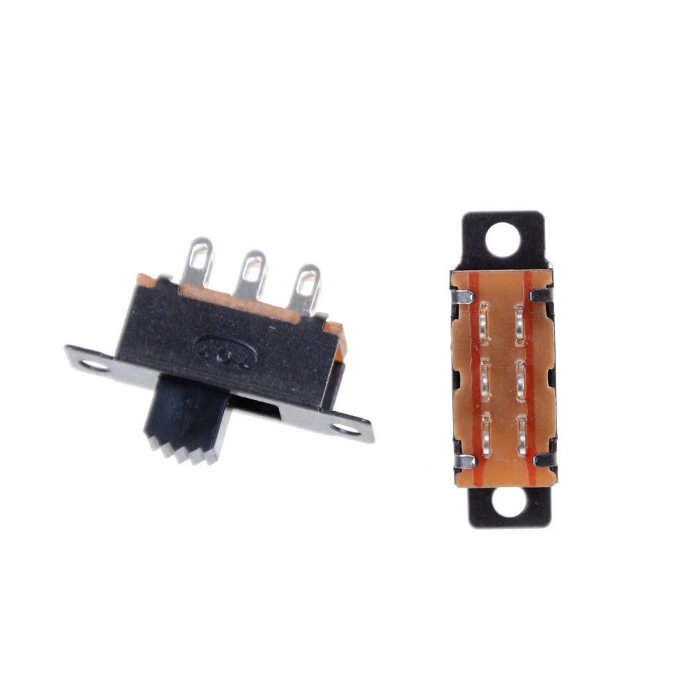 High Quality 6 Pin 0.5A 50V DC 10 Pcs 2 Position DPDT 2P2T Panel Mount Vertical Slide Switch