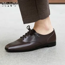 Роскошная женская обувь на плоской подошве; осенние туфли-оксфорды; женские туфли на низком каблуке из натуральной кожи; кроссовки; женские оксфорды; женские тонкие повседневные туфли на плоской подошве