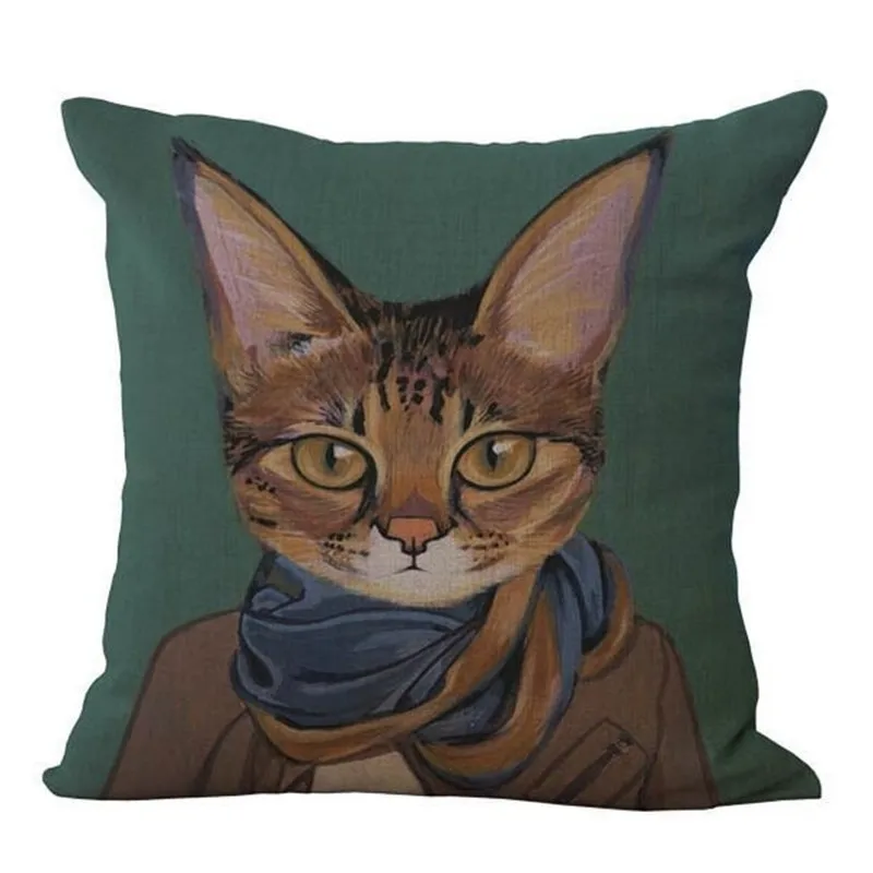 Vintage Family Decorative Cat Pillowcase Vintage Family Decorative Cat Pillowcase