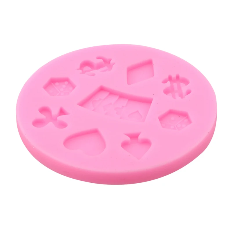 Pink Poker Dice Cake Mold Chocolate Fondant Candy Clay Tools DIY Decoration Festival Birthday Silicone Mold Kitchen Baking Tools