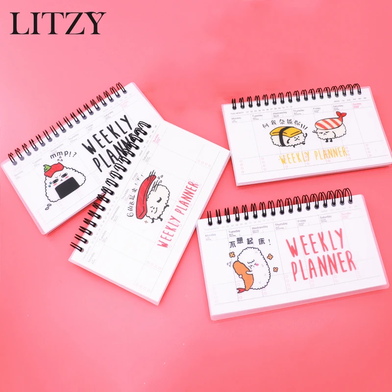 

2019 Sushi Spiral Notebook Cute Kawaii Week Plan Memo Book Weekly Daily Planner Agenda Organizer Office School Supply Stationery