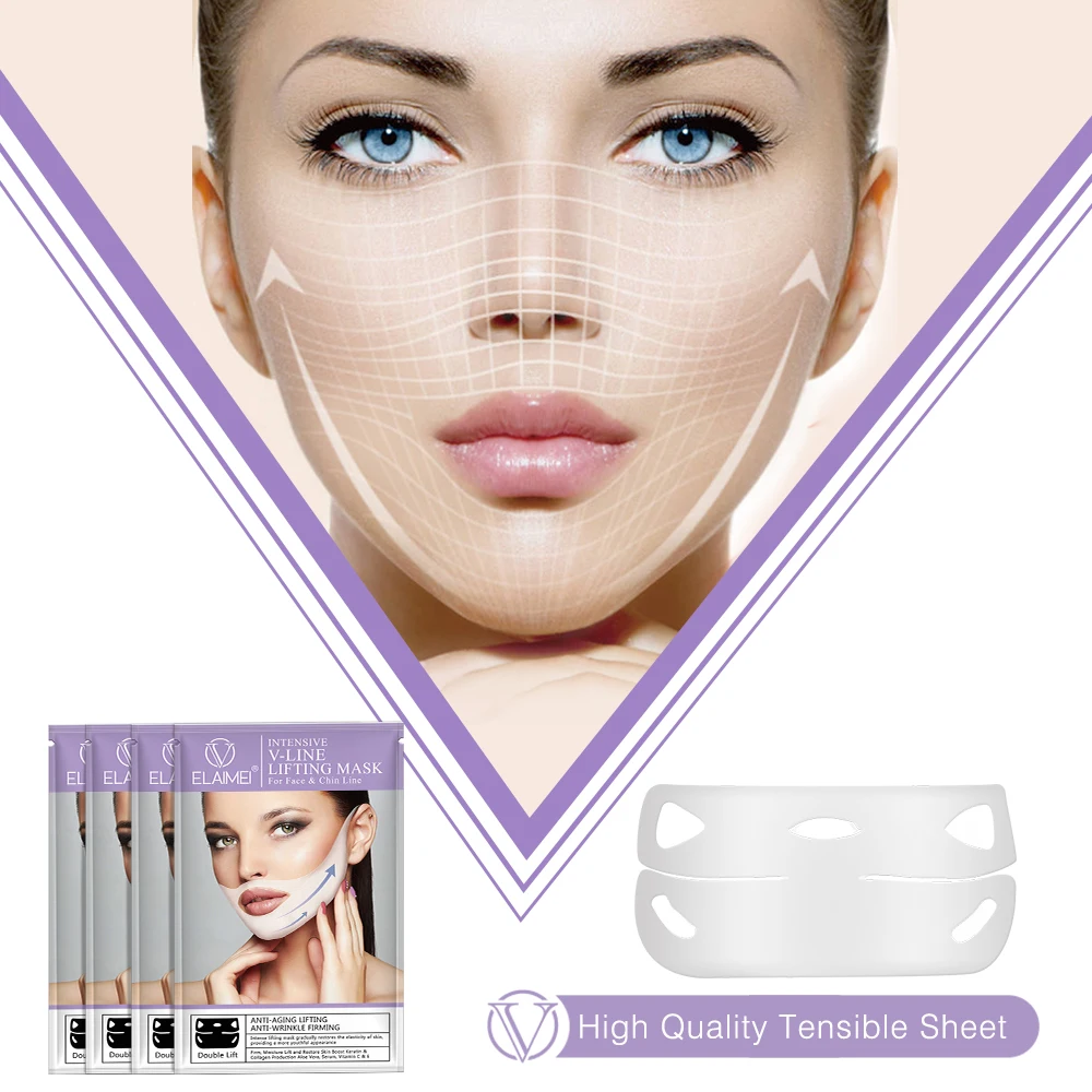 

ELAIMEI Lifting Face Masks V Shape Face Slim Chin Check Neck Lift Peel-off Mask V Shape Face Slimming Bandage Skin Care TSLM1