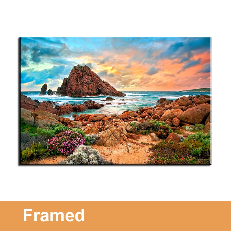 Framed Canvas Wall Art, Beach Sunset Picturesin Painting & Calligraphy