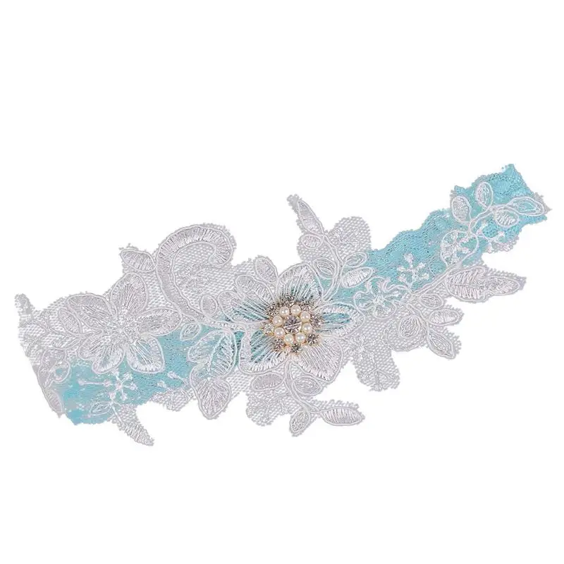 

Bridal Garter, Wedding Garter Elastic Rhinestone Artificial Pearl Lace Garter for Wedding Prom Party