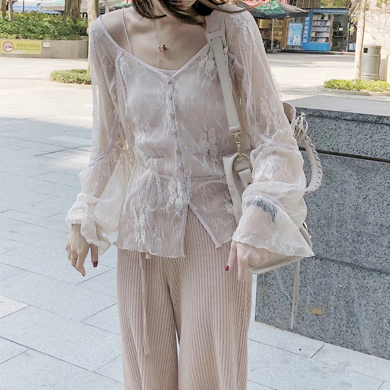 

Sweet lolita set stereo lace princess sleeve smock+camisole two-piece set kawaii girl loli cos