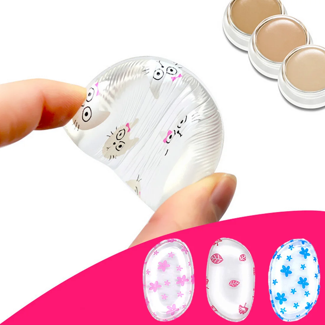 Jelly Makeup Foundation Powder Puff Clear with Pattern Silicone Gel