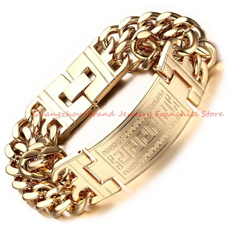 5 14mm 18k gold men's jewelry stainless steel cuban chain bracelet. Stainless steel gold браслет мужской. браслет из золота. 316l нержавеющая сталь браслет золото. браслет steel-s11.