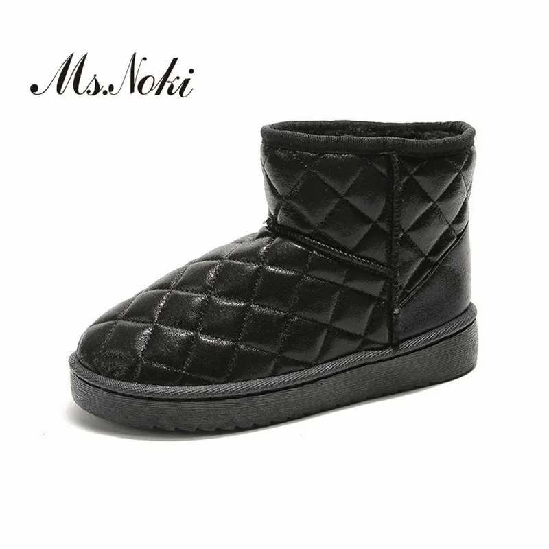 

Fashion solid platforms women snow boots flat with round toe female boot shoes slip on Non-slip waterproof black women boots hot