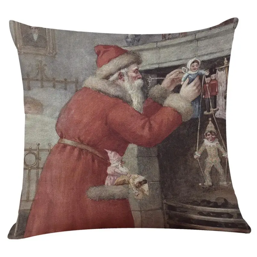 Let It Snow Xmas Style Cushion Cover Merry Christmas! Santa Claus Socks Balloon Home Decorative Pillows Cover Nordic 806