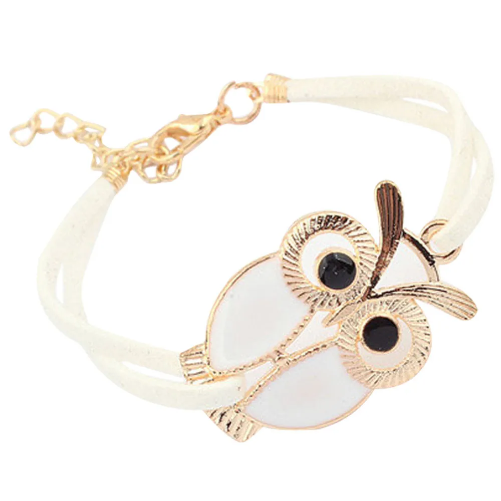 

Fashion Womens Girls Bracelets Vintage Owl Decoration Wristband Faux Leather Bracelets Flawless Jewelry Accessories Bracelet