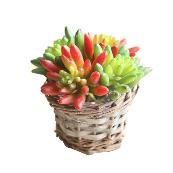 

6PCS Artificial Green Succulent Plant Wall Fake Miniascape Bonsai Potted Home Balcony Micro Landscape Meaty Plant Meaty Lotus
