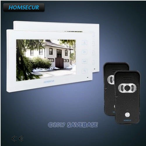 HOMSECUR 7 &quotпроводной телефон видео домофон системы + белый монитор черный камера