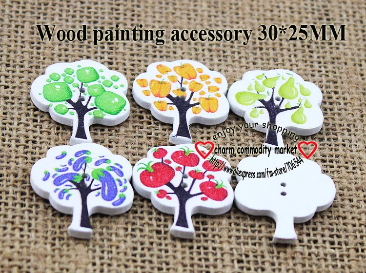 Botón de de frutas, diseño dibujos animados, madera, costura, botones de pimienta, scrapbooking, charms, artesanal, WCF-322, 40 Uds. - AliExpress y jardín