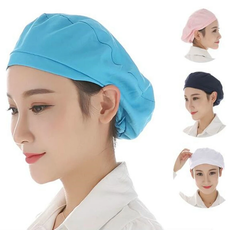 

1pc Blue Textile Women Cap Cooking Hygienic Caps Dust Cap Men Kitchen Chef Hat Unisex Working Hats BBB0085