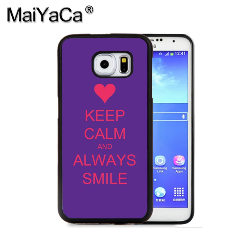 MaiYaCa KEEP CALM AND ALWAYS SMILE 13 Phone Case For Samsung S9 S8 Plus S7 S6 Edge Note 8 7 5 S5 S4 Print Rubber Cases |