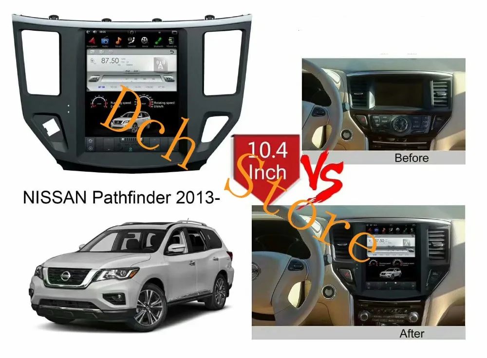 

10.4'' Vertical tesla style Android 8.1 Car DVD player GPS Navigation for NISSAN Pathfinder 2013-2019 STEREO IPS auto PX6 CARPLA