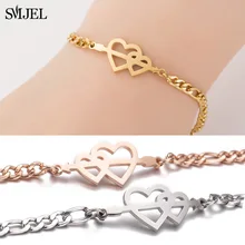 SMJEL талисман Двойное сердце браслеты Купидон, любовь стрелы женский браслет и браслет подарок для девушек любовник пара ювелирных изделий