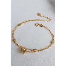 La MaxZa Серебряный 925 браслет женский звезда двойной цепи браслеты для женщин стерлингового серебра 925 браслет на заказ Модный золотой