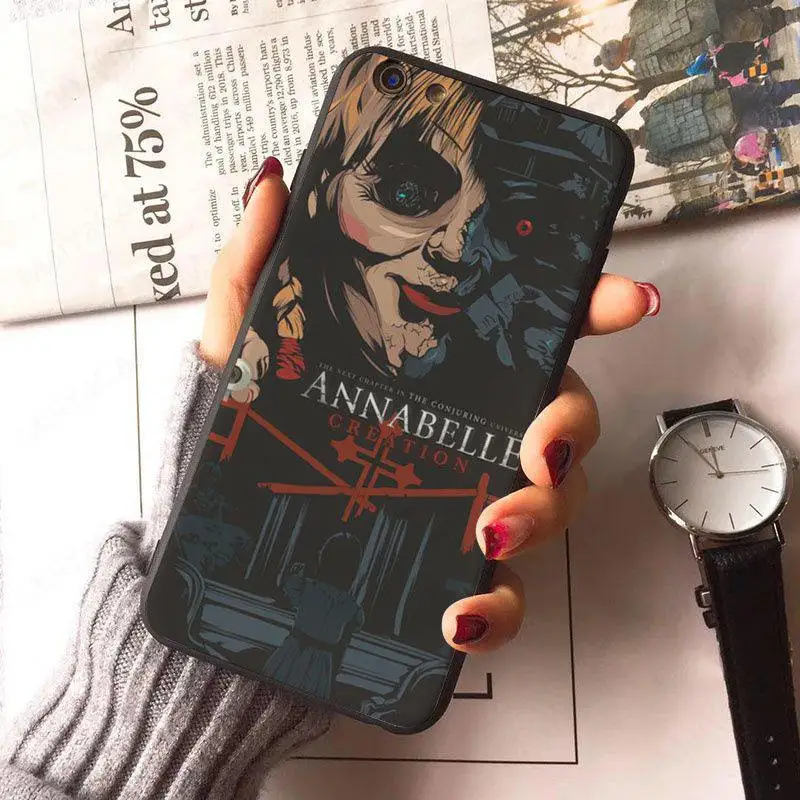 Чехол MaiYaCa Annabelle из фильма ужасов с цветным рисунком для iphone X, 8, 8 plus, черный чехол, 7, 7 plus, 6, 6s