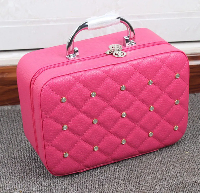 

Portable Diamond Decoration Cosmetic Bag Make up Case Large Capacity Cosmetics Organizer Travel Pouch for Women 6 Colors