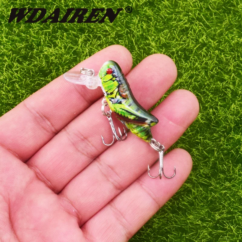 1pcs Insect Bionic Fishing Lure 45mm 3.5g Grasshopper Minnow Hard Baits Squid Artificial Swimbaits Bass Carp Pike Fishing Tackle-0
