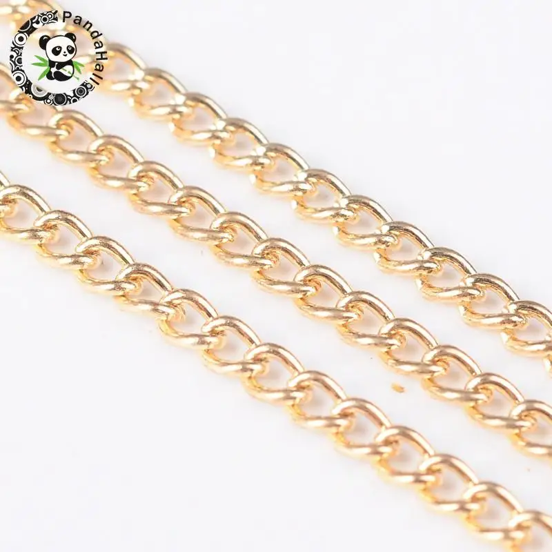 Iron Twist Chains, Gold Plated, 3x2x0.6mm, 100m/rollgold initial